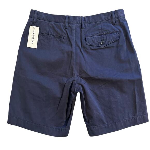 NWT Mr. Porter Navy Chino Button Fly Cotton Shorts 32 - Picture 2 of 9